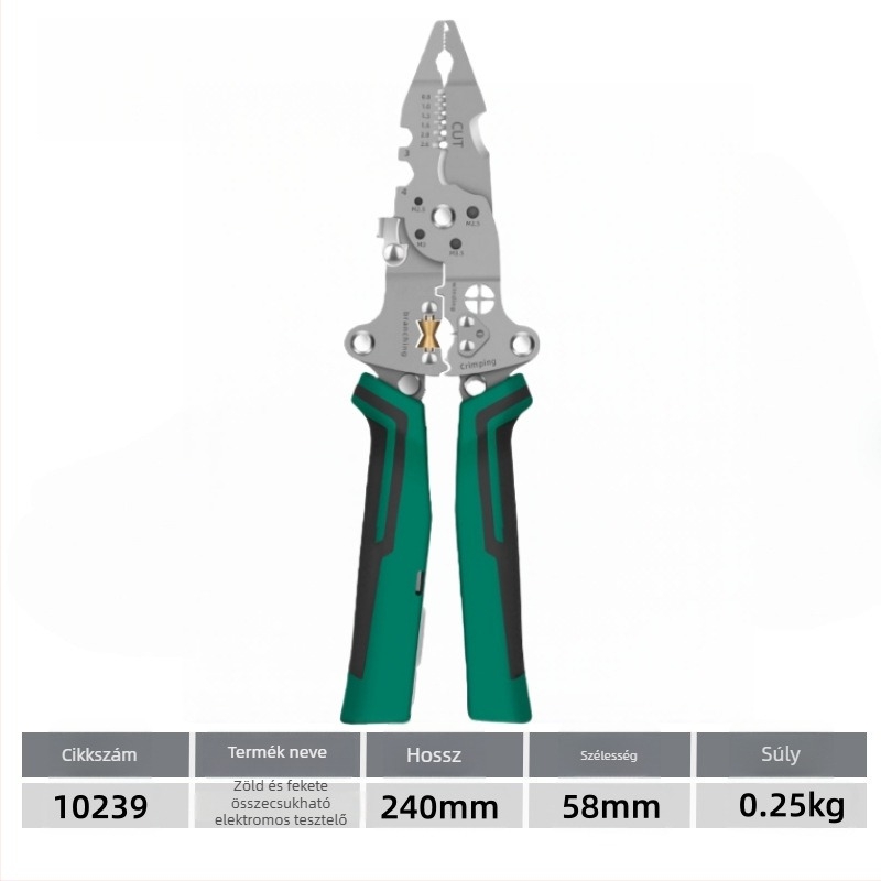 Span Tools Többfunkciós villanyszerelő tesztpen és vezeték-krimpelő fogóval, hajtogatott kábel-elosztó, hossz 240 mm, 0,8–2,6 mm-es csupaszítási átmérő, súly 250 g