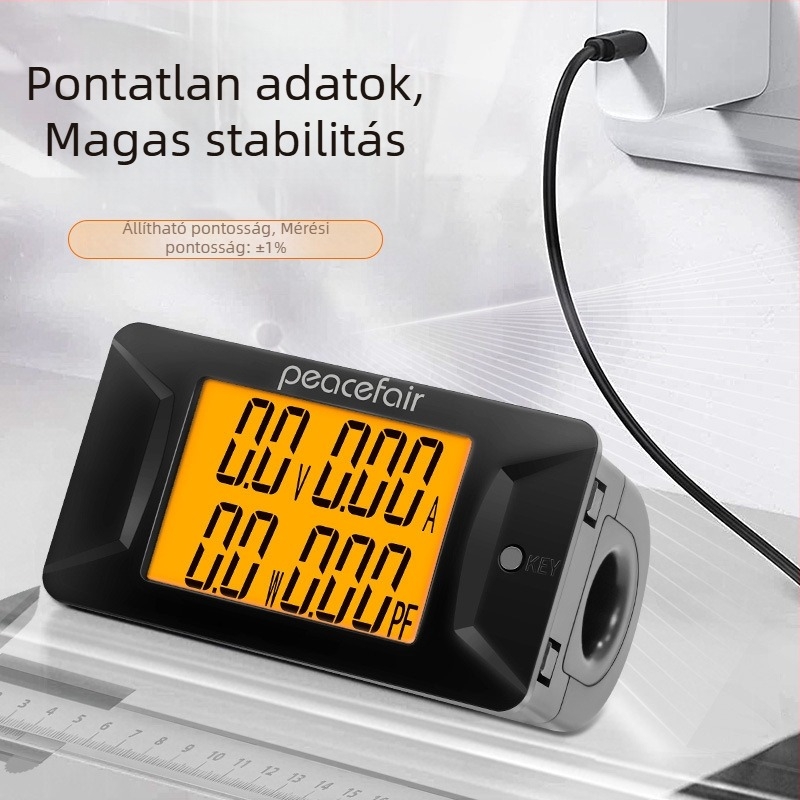 AC digitális kijelzős többfunkciós mérő, feszültség- és árammérés, teljesítményfaktor, teljesítményfigyelés, 0-100 A