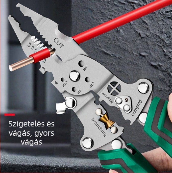 Star villanyszerelő vezetékek csupaszítófogó – hegyes végű, többfunkciós, elektromos méréssel, súly 0,255 kg