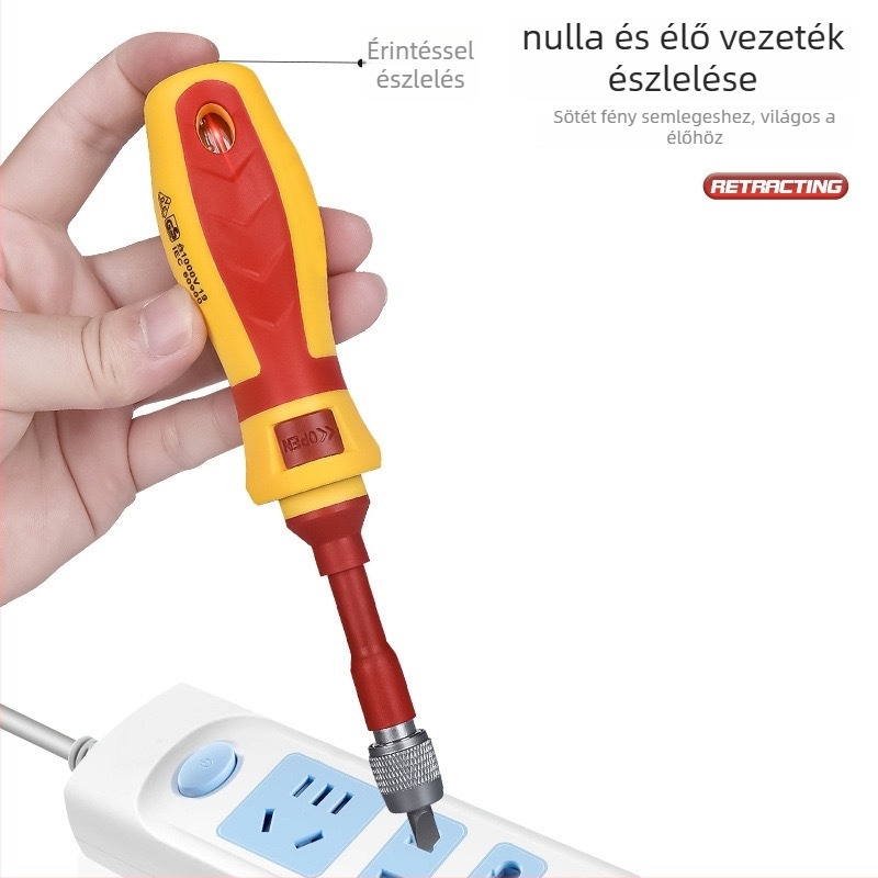 Izolált csavarhúzó készlet 18 az 1-ben, feszültségmérővel, Cr-V chrome vanádium acél, mágneses tippek