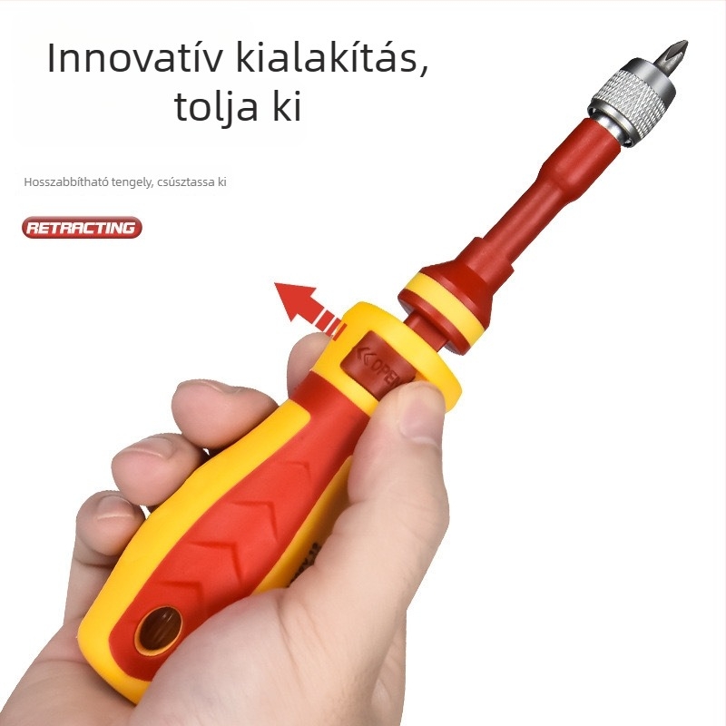 Izolált csavarhúzó készlet 18 az 1-ben, feszültségmérővel, Cr-V chrome vanádium acél, mágneses tippek