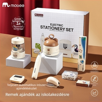 Mobee elektromos irodai készlet automata ceruzahegyezővel, ajándékdobozzal, asztali porgyűjtővel, diákok számára