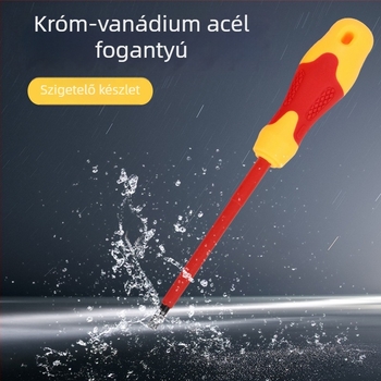 10-1 mágneses bitkészlet kereszthornyos és egyenes fejű bitekkel, izolált markolattal, CR-V acél, tömeg 0.850