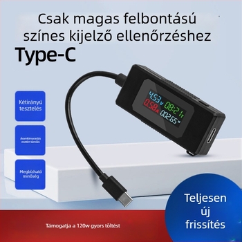 Type-C mobil töltőteszter: áram- és feszültségmérés, töltési teljesítmény mérés, digitális kijelző