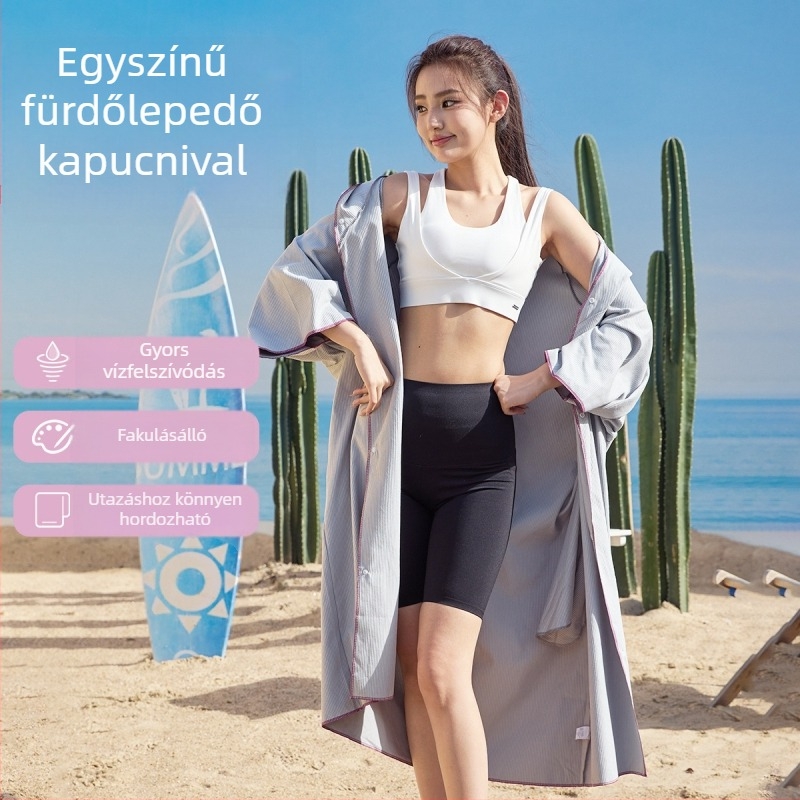 Kapucnis fürdőköpeny, uniszex, dupla oldalú fleece, 88,8% poliészter, 12,2% nylon, 550 g, felnőtteknek, nyár