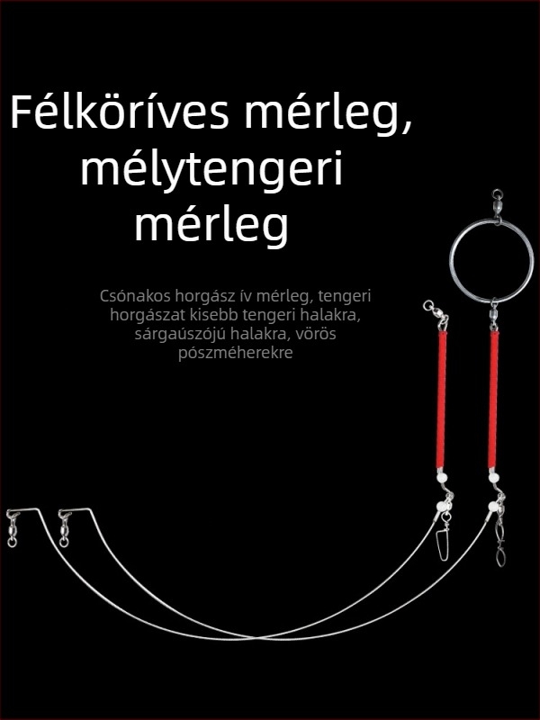Mély-tengeri horgászkészlet hajóra, ívelt egykaros tartó és rozsdamentes acélsodrony