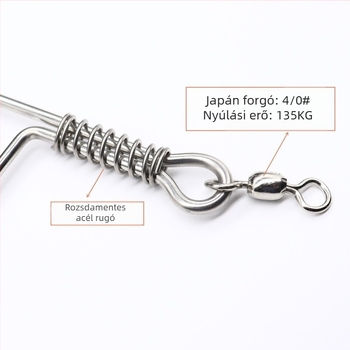 T-alakú horgász tartozék szétválasztó, görbült kés félhold profil, rozsdamentes acél, vastagított kivitel mélytengeri horgászathoz, horogra tervezve