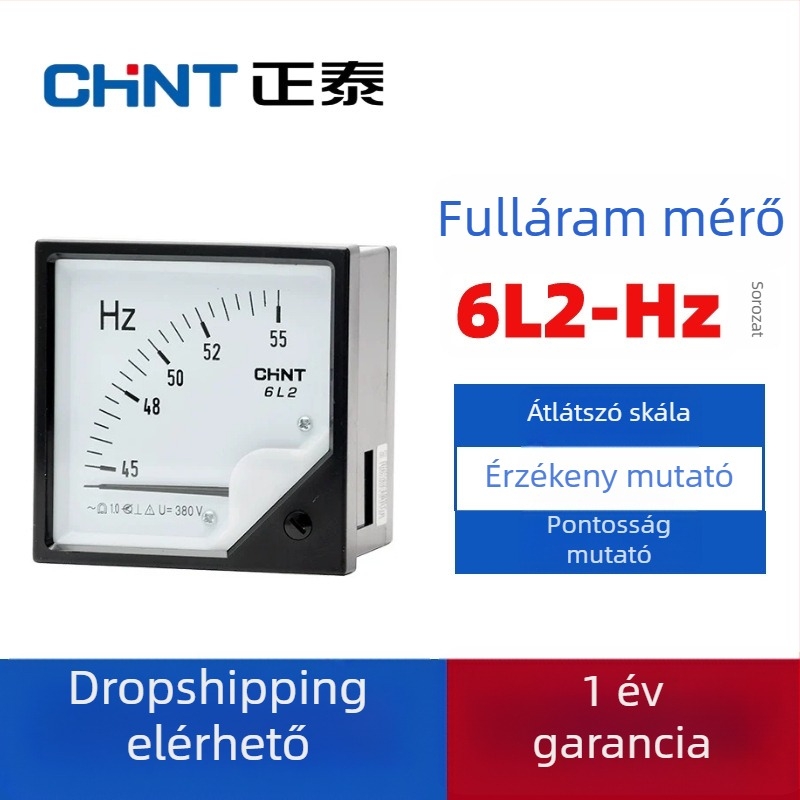Analog frekvenciamérő, mutatós típusú, modell 6L2-HZ, 55-65 Hz, 220/380 V