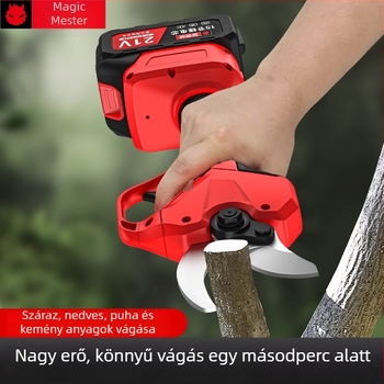 Elektromos metszőolló brushless motorral, Li-ion akkumulátorral, nagy teljesítmény, hosszú akkumulátor-üzemidő, állítható