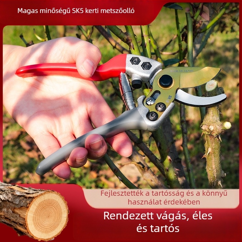 SK5 metszőolló kerthez és otthoni használatra, rugós, erőkímélő olló bonsai- és gyümölcságakhoz