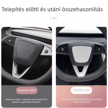 Tesla Model Y belső kormánykerék dekoratív védő matrica, műanyag