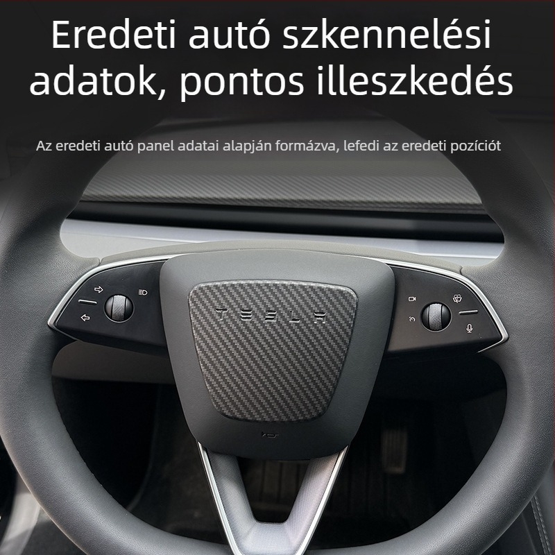 Tesla Model Y belső kormánykerék dekoratív védő matrica, műanyag