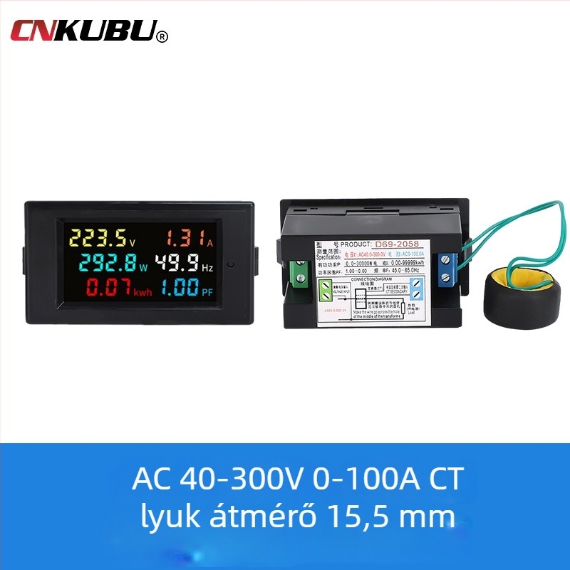 D69-2058 AC feszültség- és áramerősségmérő, teljesítményfigyelő, digitális kijelző, intelligens modul