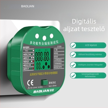 Fázisdetektor multifunkcionális digitális kijelzővel, aljzat–dugó detektor, szivárgásészlelés