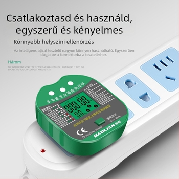 Fázisdetektor multifunkcionális digitális kijelzővel, aljzat–dugó detektor, szivárgásészlelés