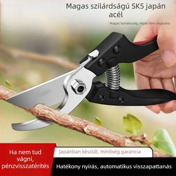 Kertészeti metszőolló ergonomikus kialakítással gyümölcsfákhoz és virágokhoz