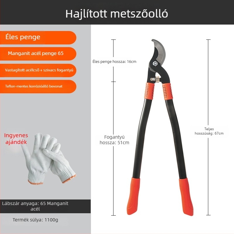 Teleszkópos ágvágó olló SK-5 pengével, alumínium ötvözetű nyél, tömege 1300 g