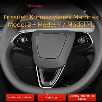 Tesla Model 3/Y kormánygomb dekoratív védő matrica – belső fényes kiegészítő