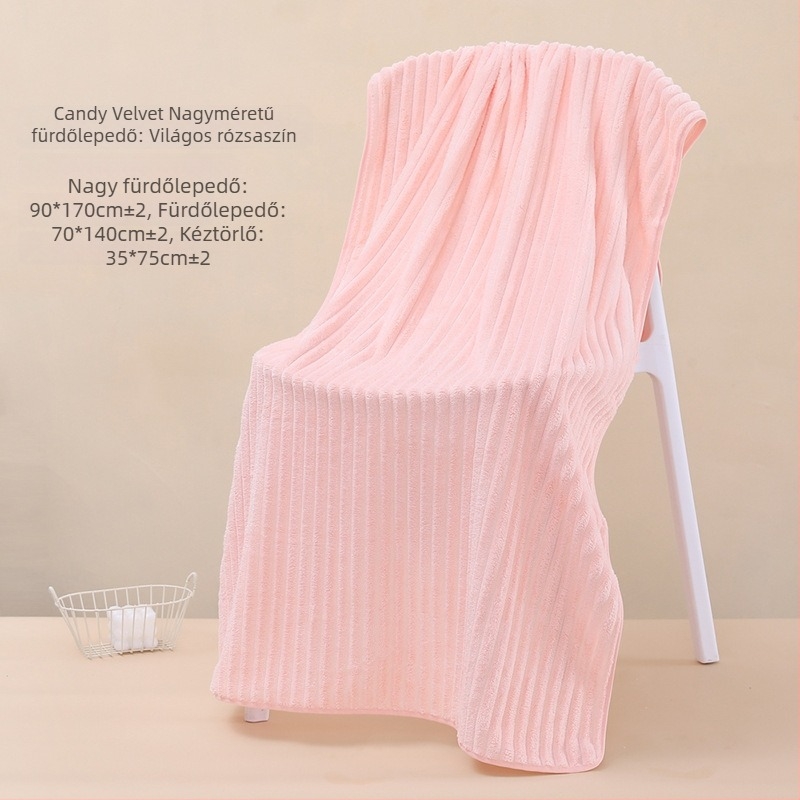 Fürdőlepedő coral fleece anyagból, 300–400 g, 150D szál, feldolgozás: szegélyezés, vágott bársony, egyszerű szövés