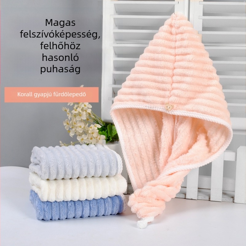 Ziming Korall Velúr Hajszárító Sapka, Vastagított, Magas Nedvszívó Képesség, Gyors Száradás, Háztartási Használatra