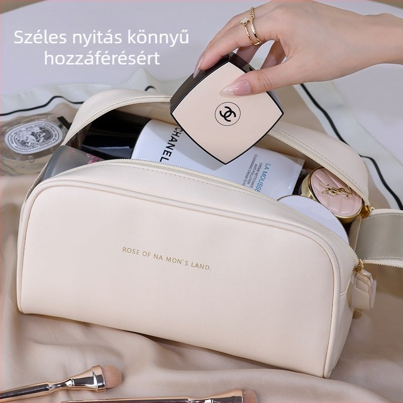 Yoji PU tároló táska kocka alakú, dupla cipzárral – hordozható kozmetikai neszesszer utazáshoz (könnyű luxus stílus)