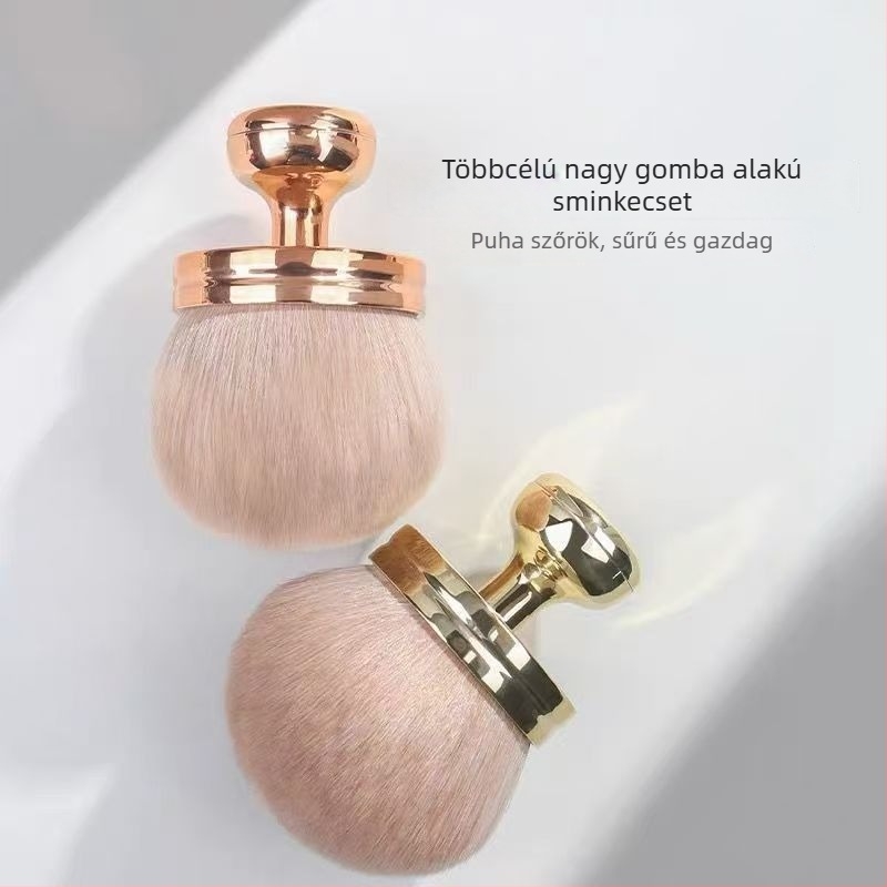 Gomba fejű púder- és blush ecset, puha nylon sörték, műanyag nyél, 1 darab