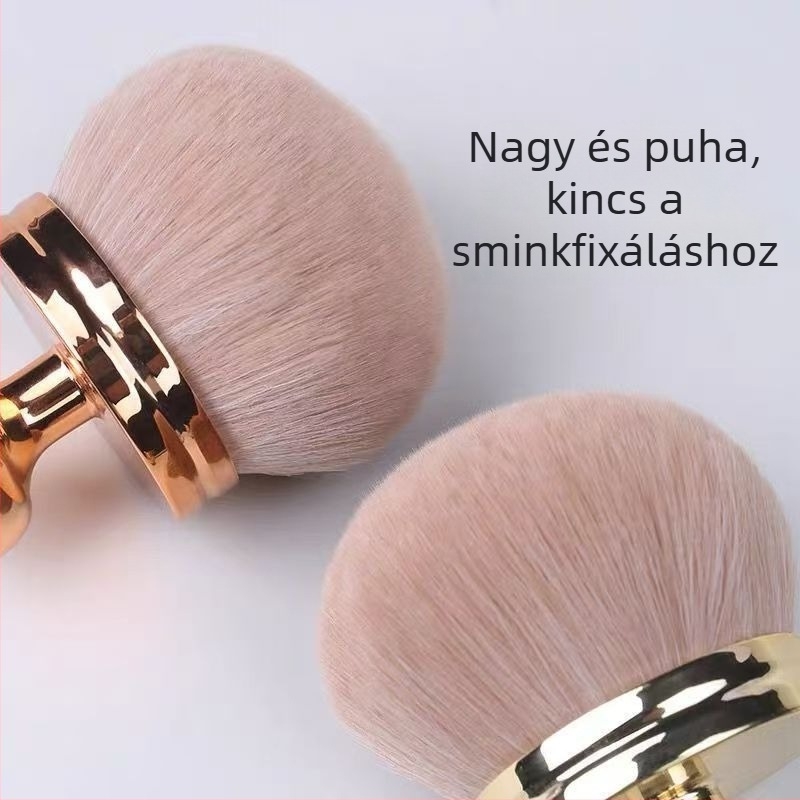 Gomba fejű púder- és blush ecset, puha nylon sörték, műanyag nyél, 1 darab