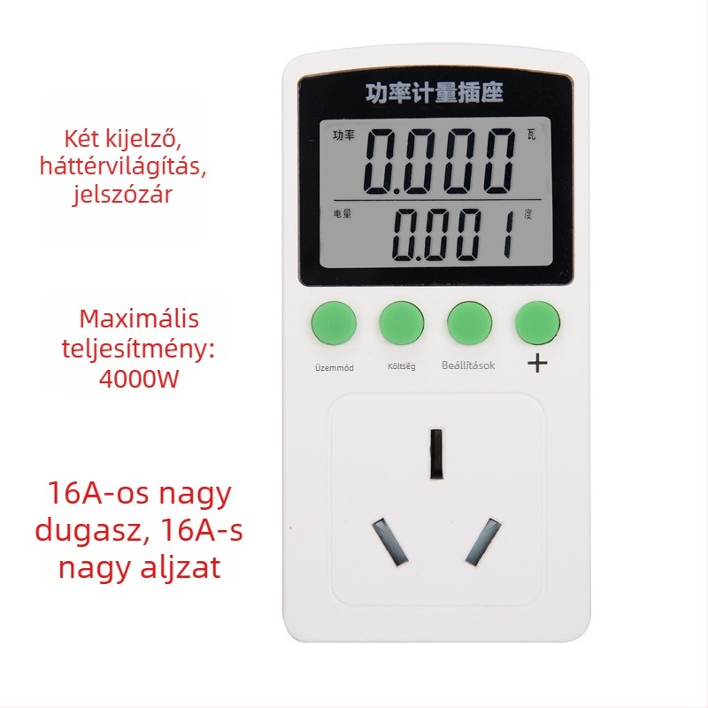 Coward otthoni energiamonitor mérő aljzattal – méri a feszültséget, az áramerősséget és a teljesítményt; számkijelző; 50 Hz.