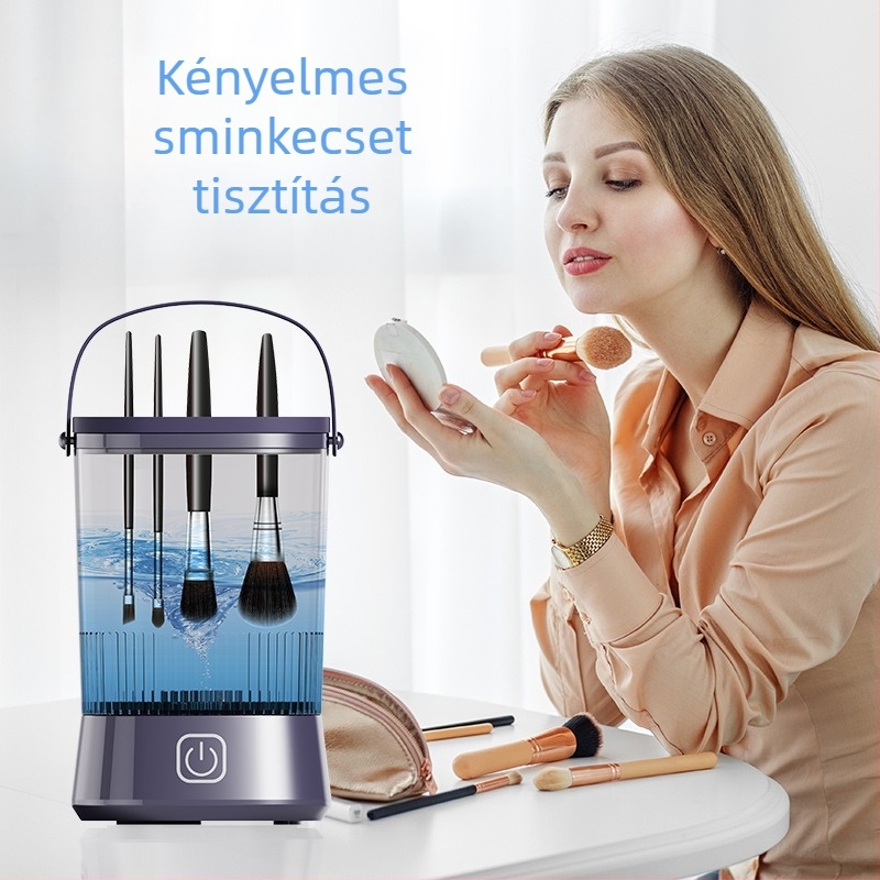 Elektromos sminkecset tisztító vödrös kialakítás, kéz nélküli használat, 300 ml kapacitás