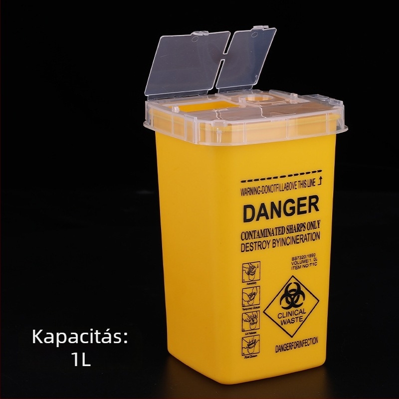 Tűhulladék gyűjtő doboz tetováláshoz, 1 L kapacitás, tűhulladék tárolása kozmetikai eszközökhöz