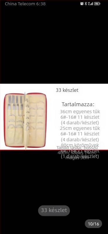 Aixin rozsdamentes acél kötőtűkészlet körkötőtűkkel és egyenes tűkkel