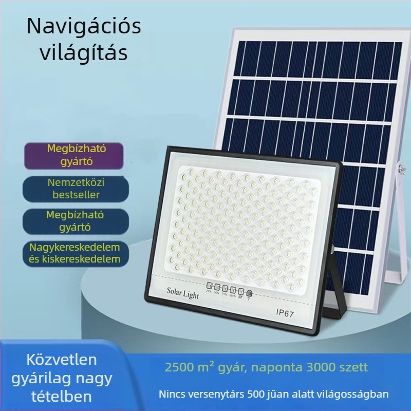 LED napelemes reflektor kültéri használatra, IP67 vízálló, 100W, 3.2V, indukciós kapcsoló, 12–16 órás üzemidő