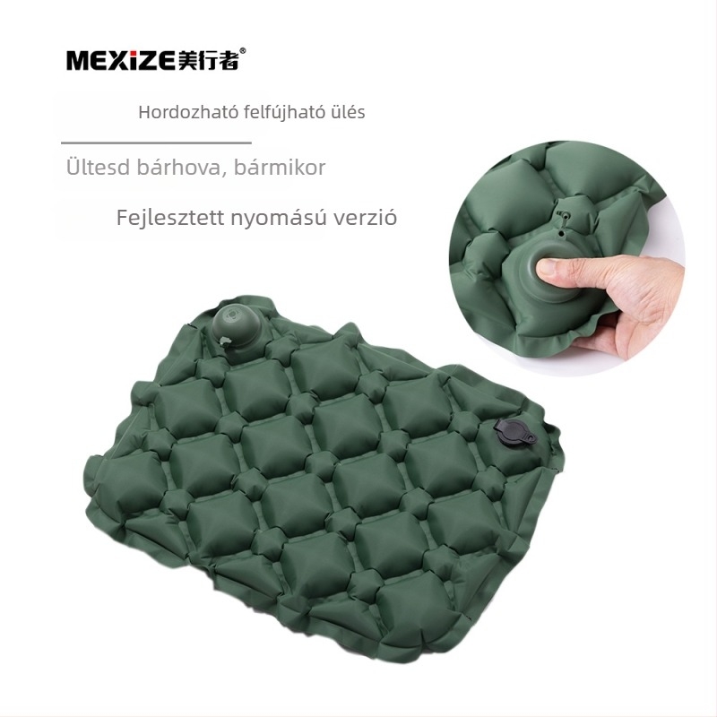 Kültéri felfújható ülőpárna, 40d nylon anyag + TPU lamináció, nedvességálló, 100 g, modell MXz-d100ay, kempingezéshez és utazáshoz