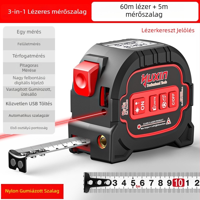 Yuxin Lézeres távolságmérő – Három az egyben infravörös elektronikus mérőeszköz kis helyiségekhez