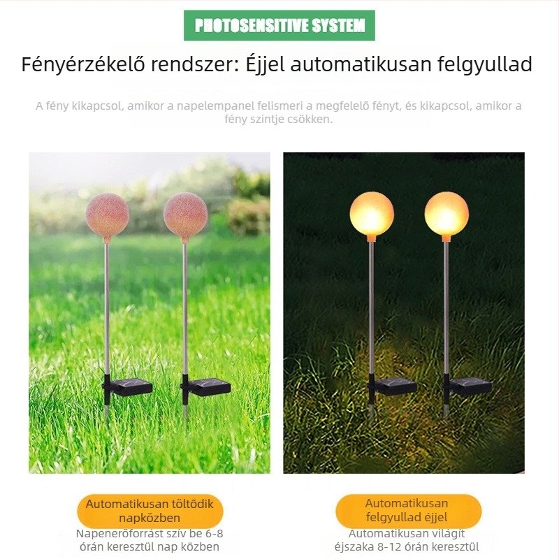 Napelemes kert- és tájvilágítás virág alakú lámpa, LED, gumitest, IP65, modell LW-4