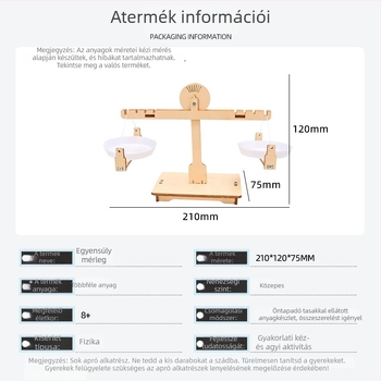 Fából készült DIY mérlegkészlet fizikai kísérletekhez, többfunkciós STEM játék 7-14 éveseknek