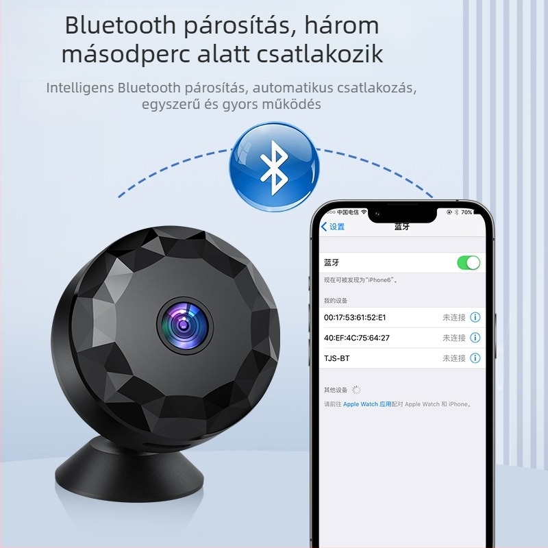 Belső térre szánt okos megfigyelő kamera – 2,8 mm fókusztávolság, 10–30 m hatótávolság, 480p felbontás, mobilalkalmazásos vezérlés, iOS-kompatibilis