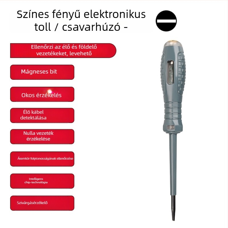 Feszültségmérő beépített fényforrással, többfunkciós elektromos szerszám vezeték-szakadás detektálással és nagy nyomatékú csavarhúzóval