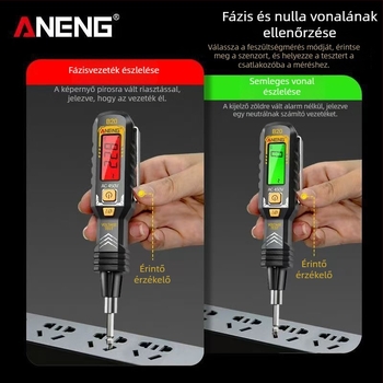 Feszültségtesztelő toll hangvezérléssel, automata működés és digitális kijelző, többfunkciós megszakítás-észlelés otthoni használatra