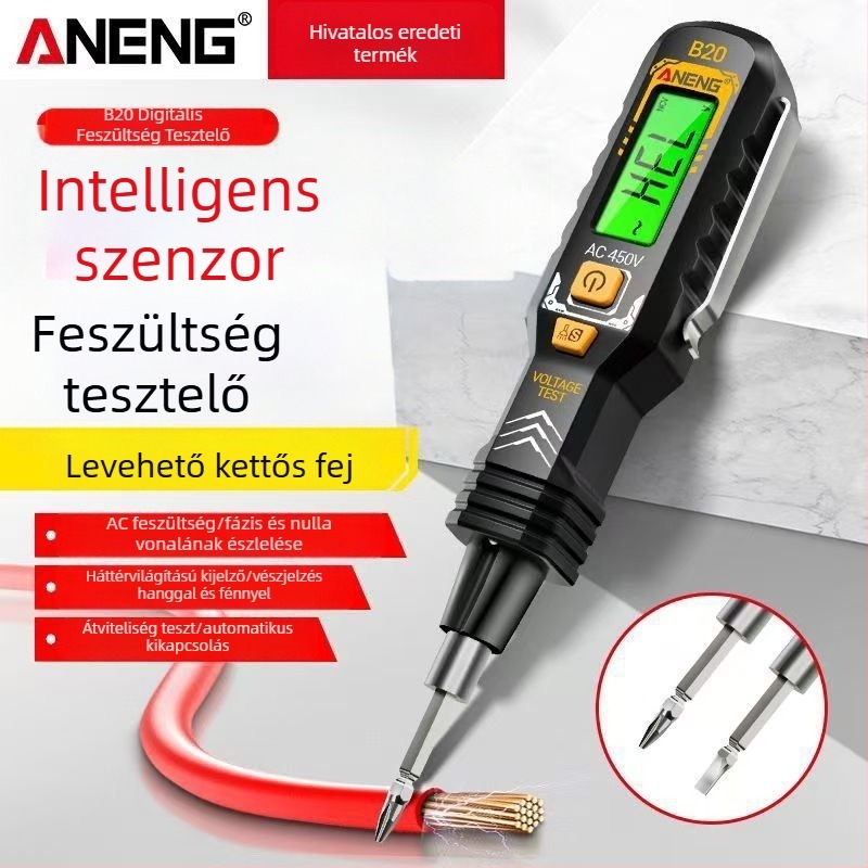 Feszültségtesztelő toll hangvezérléssel, automata működés és digitális kijelző, többfunkciós megszakítás-észlelés otthoni használatra