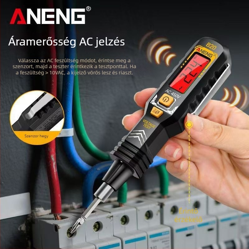 Feszültségtesztelő toll hangvezérléssel, automata működés és digitális kijelző, többfunkciós megszakítás-észlelés otthoni használatra