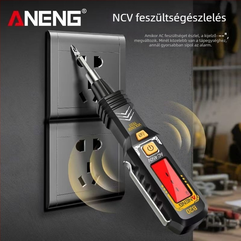 Feszültségtesztelő toll hangvezérléssel, automata működés és digitális kijelző, többfunkciós megszakítás-észlelés otthoni használatra