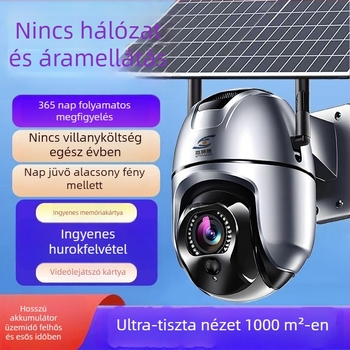 Napelemes 4G megfigyelő kamera, 1080P felbontás, valós idejű interkom, infravörös éjjellátás IR világítással 8 millió pixellel