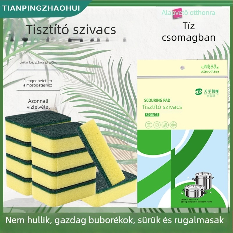 Kétoldalas szivacs súroló fazekakhoz és tálakhoz, 4 darabos csomag, háztartási tisztítás (Anyag: szivacs; Alkalmazható: edények; Funkció: háztartási tisztítás; Csomag: 4 db)