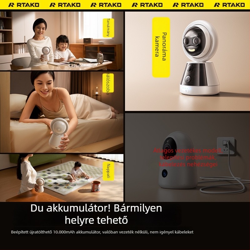 Vezeték nélküli intelligens kamera: 1080p, 4 mm fókusz, 10 m hatótávolság, éjjellátás, mobilalkalmazásos irányítás