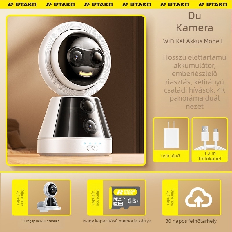 Vezeték nélküli intelligens kamera: 1080p, 4 mm fókusz, 10 m hatótávolság, éjjellátás, mobilalkalmazásos irányítás