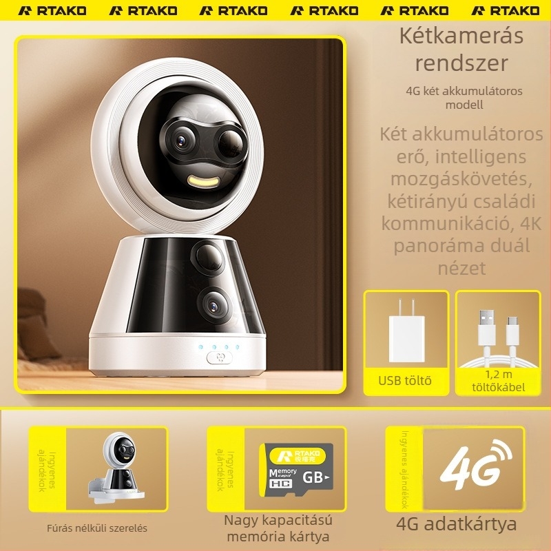 Vezeték nélküli intelligens kamera: 1080p, 4 mm fókusz, 10 m hatótávolság, éjjellátás, mobilalkalmazásos irányítás