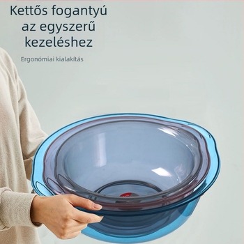 Balance Chaohui átlátszó dupla fogantyúval rendelkező mosóedény — műanyag edény ruhák, zöldségek és gyümölcsök mosására, láb- és arcápolás (400 g)