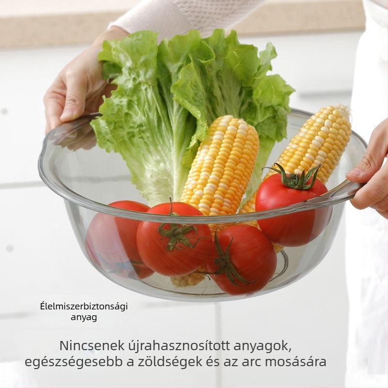 Balance Chaohui átlátszó dupla fogantyúval rendelkező mosóedény — műanyag edény ruhák, zöldségek és gyümölcsök mosására, láb- és arcápolás (400 g)