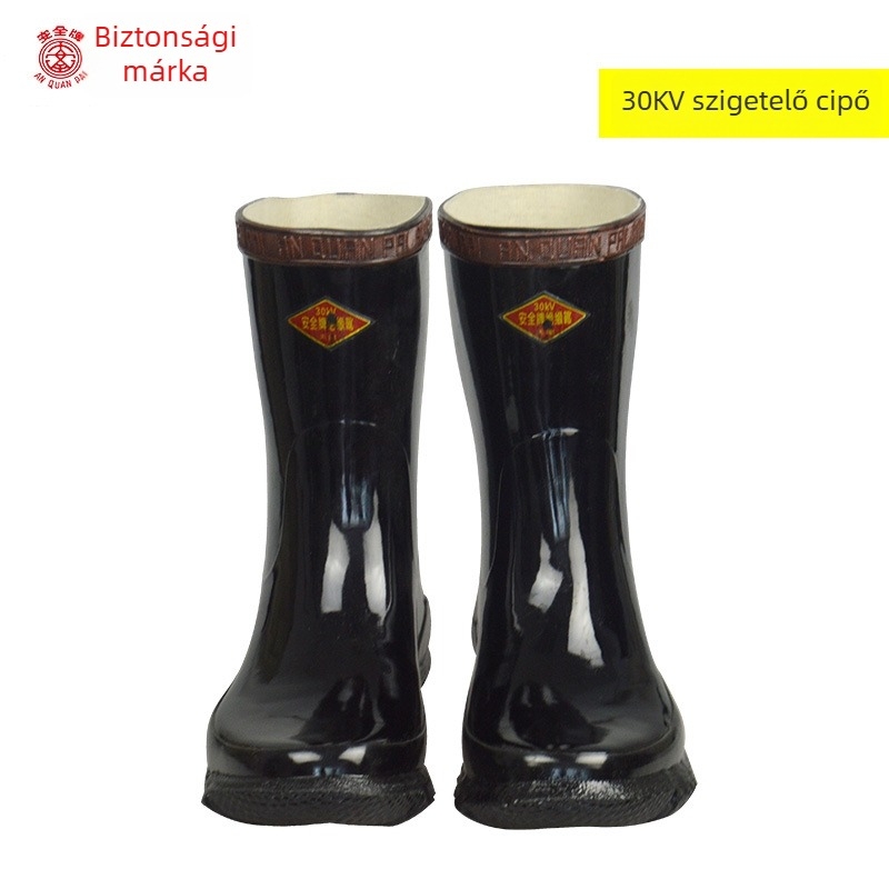 Szigetelt gumicsizmák elektromoszerelőknek, Safety Card márka, középmagas felső rész